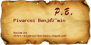 Pivarcsi Benjámin névjegykártya