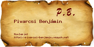 Pivarcsi Benjámin névjegykártya